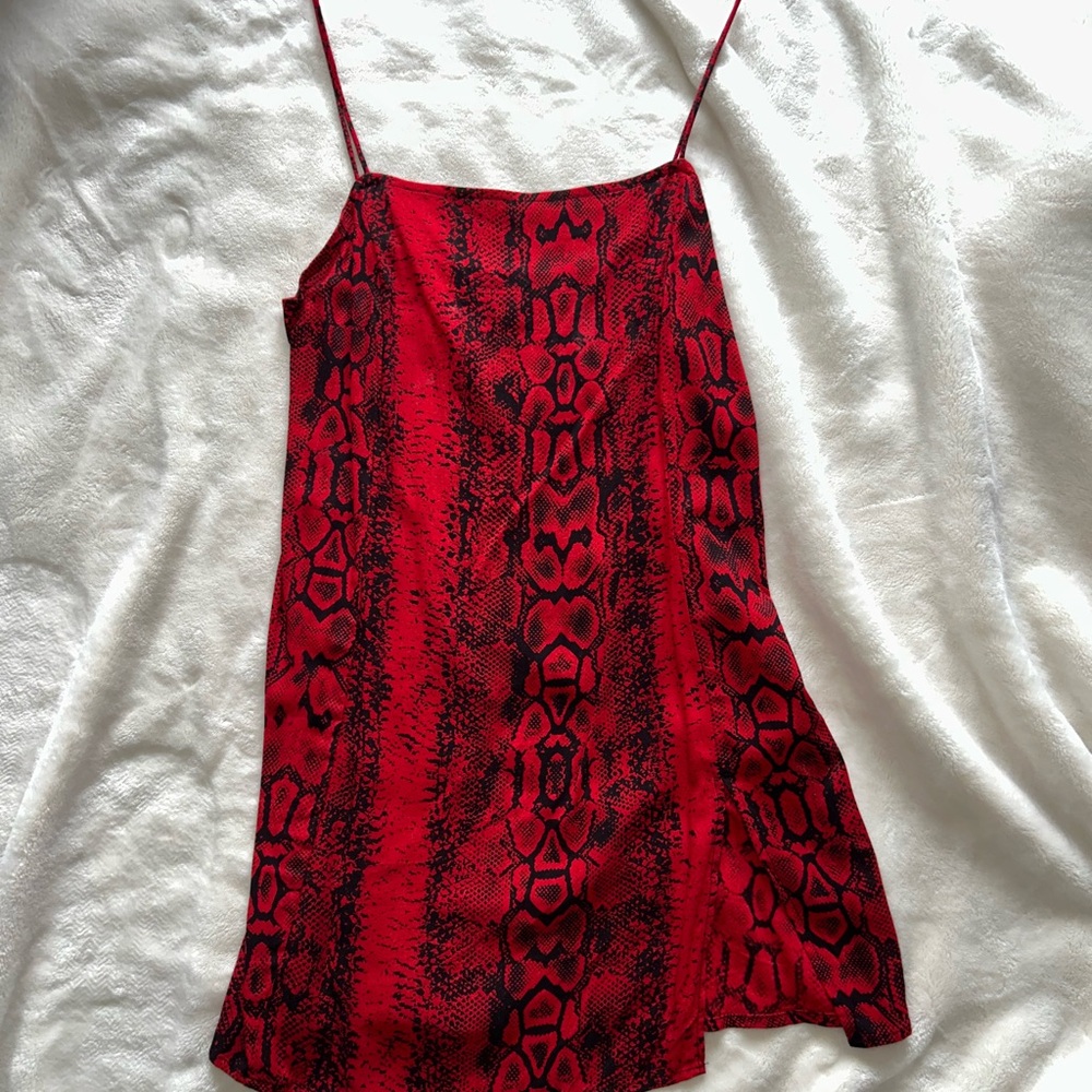 Motel Rocks Red and Black Slip Mini Dress